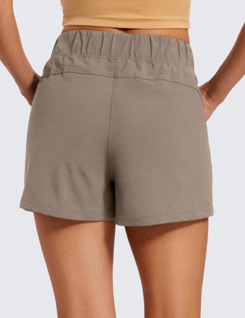 CRZ YOGA Women's Waterproof Stretch Hiking Shorts: Mid Rise Summer Outdoor Golf Workout Shorts Zip Pockets with Belt - 3'' - Image 2