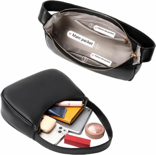 CYHTWSDJ Shoulder Bags for Women, Cute Hobo Tote Handbag Mini Clutch Purse with Zipper Closure - Image 3