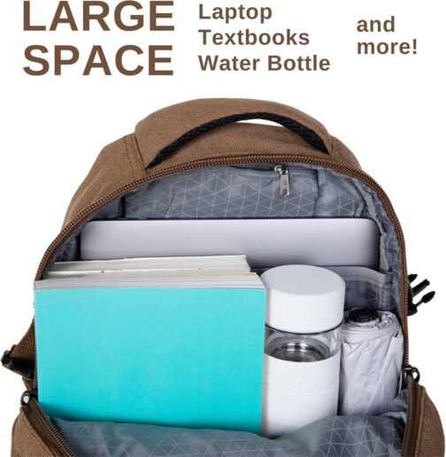 Cango Canvas Multipurpose Daypack Travel large Storage Space Durable and Lightweight Outdoor Backpack with Multiple Compartments and Adjustable leather Straps - Image 7