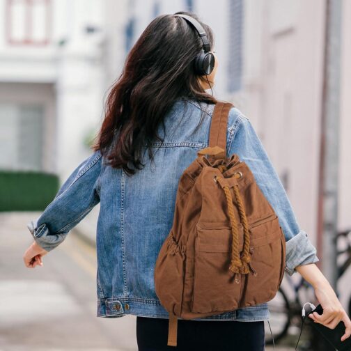 Canvas Backpack for Women Travel Backpack for Men Vintage Bookbag Style for Casual Daypack Backpacks (Brown-B) - Image 6