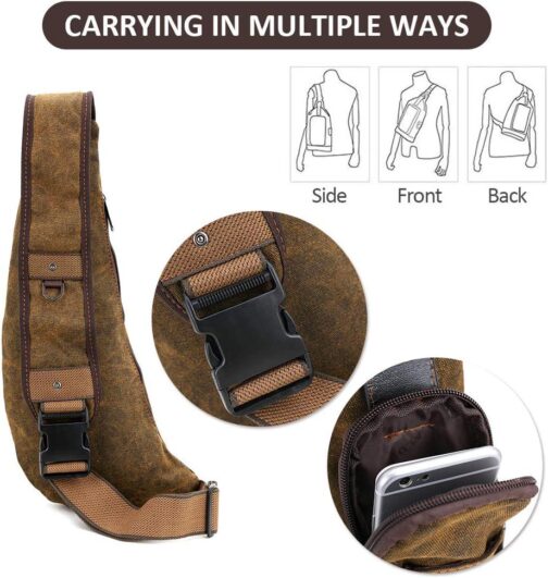 Canvas Sling Bag,Crossbody Casual Daypack Large Canvas Chest Pack Waterproof shoulder Bag for Men Women - Image 2