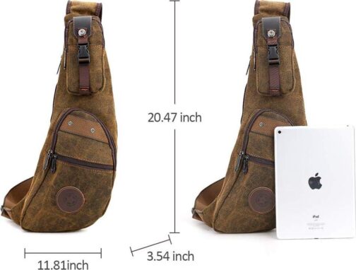 Canvas Sling Bag,Crossbody Casual Daypack Large Canvas Chest Pack Waterproof shoulder Bag for Men Women - Image 4