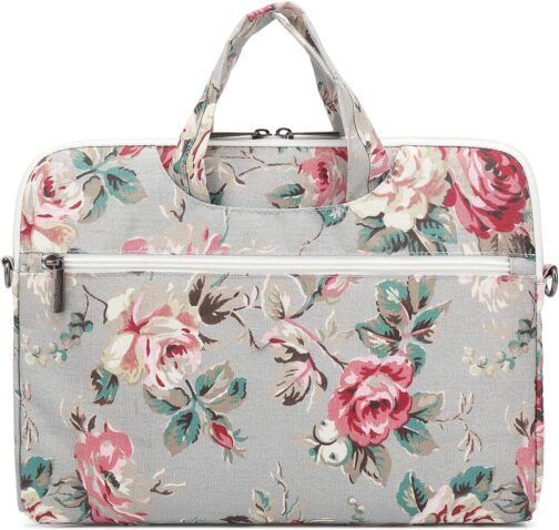 Canvaslove Rose Pattern Water Resistant Laptop Shoulder Messenger Bag for MacBook Pro 16 inch,15.6 inch and 15 inch-16 inch Laptop - Image 8