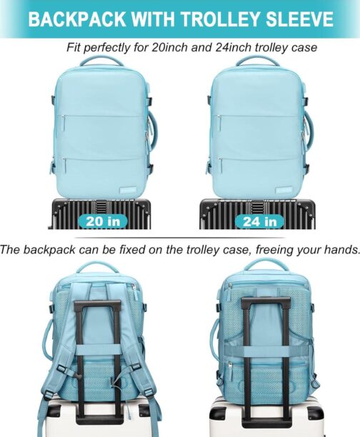 Carry On Backpack, 42L Flight Approved Travel Backpack for Men Women,Airline Approved Gym Backpack Waterproof Business Laptop Daypack Laptop Backpack,Casual Daypack for Business Weekend Hiking - Image 6