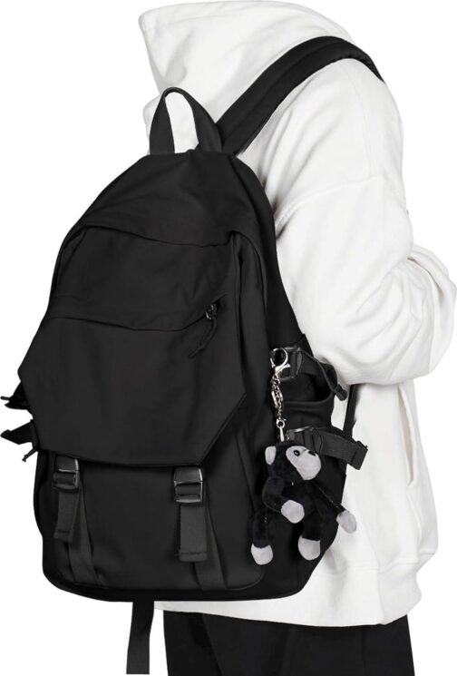 Casual Daypack Large upgraded version College Laptop Backpack for Men Women Water Resistant Lightweight School Bag Travel Rucksack Sports High Middle Bookbag girls Size L(Black)
