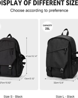 Casual Daypack Large upgraded version College Laptop Backpack for Men Women Water Resistant Lightweight School Bag Travel Rucksack Sports High Middle Bookbag girls Size L(Black)