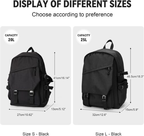 Casual Daypack Large upgraded version College Laptop Backpack for Men Women Water Resistant Lightweight School Bag Travel Rucksack Sports High Middle Bookbag girls Size L(Black) - Image 2