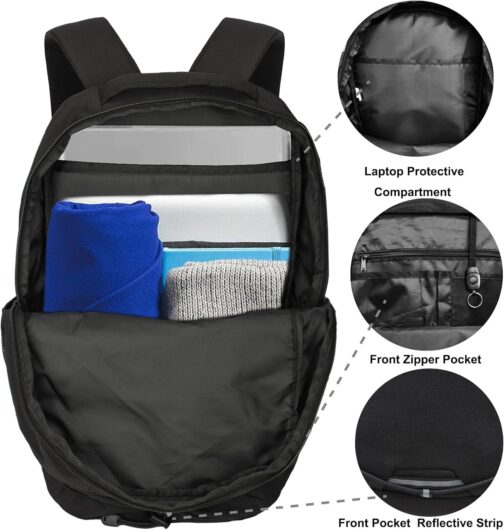 Casual Daypacks Backpack for Men and Women, Hiking Backpack, Travel Backpack, Black Backpack for Sports, College Backpack, Water Resistant - Image 6