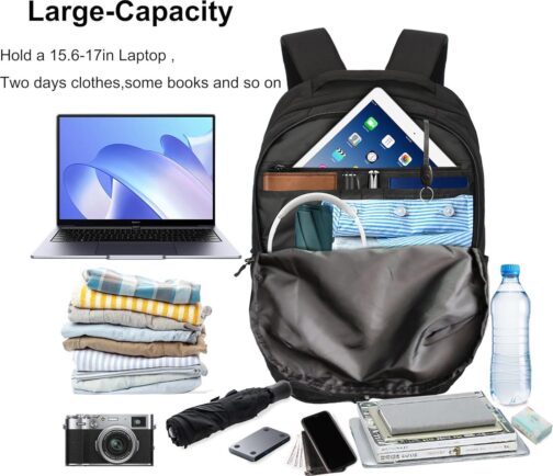 Casual Daypacks Backpack for Men and Women, Hiking Backpack, Travel Backpack, Black Backpack for Sports, College Backpack, Water Resistant - Image 4