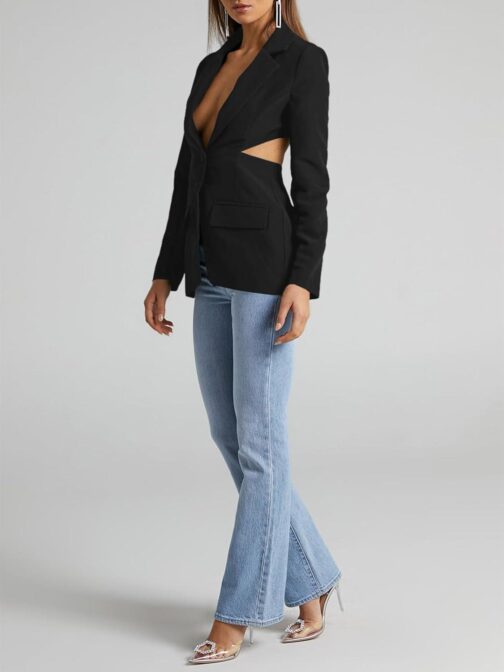 Cicy Bell Women's Fitted Sexy Blazers Casual Open Front Long Sleeve Trendy Tailored Cut Out Blazer Jackets - Image 4