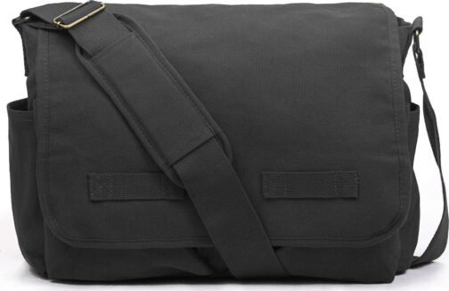 Classic Vintage Messenger Bag - Heavyweight Cotton Canvas Shoulder Bag