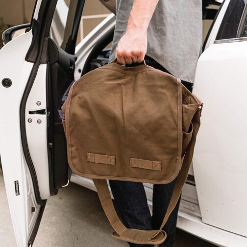 Classic Vintage Messenger Bag - Original Heavyweight Cotton Canvas Shoulder Bag with Upgraded Features - Image 6