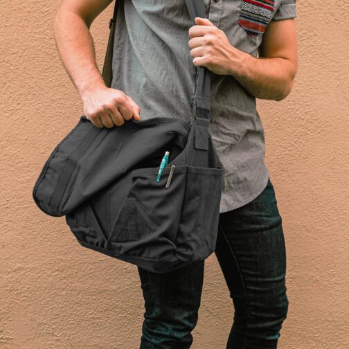 Classic Vintage Messenger Bag - Heavyweight Cotton Canvas Shoulder Bag - Image 7
