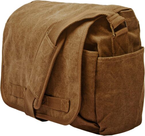 Classic Vintage Messenger Bag - Original Heavyweight Cotton Canvas Shoulder Bag with Upgraded Features - Image 2