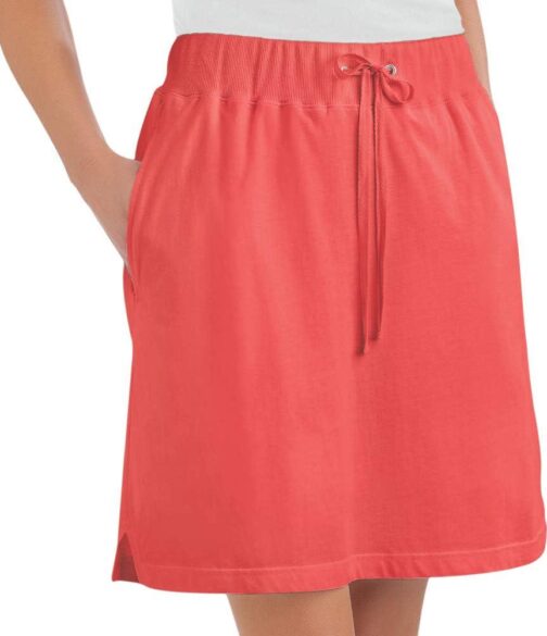 Collections Etc Drawstring Cotton Knit Pull-On Skort with Elastic Waistband - Casual Summer Apparel
