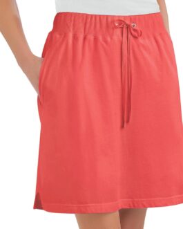 Collections Etc Drawstring Cotton Knit Pull-On Skort with Elastic Waistband – Casual Summer Apparel