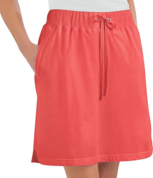Collections Etc Drawstring Cotton Knit Pull-On Skort with Elastic Waistband - Casual Summer Apparel - Image 2