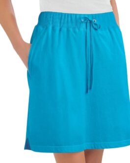 Collections Etc Drawstring Cotton Knit Pull-On Skort with Elastic Waistband – Casual Summer Apparel
