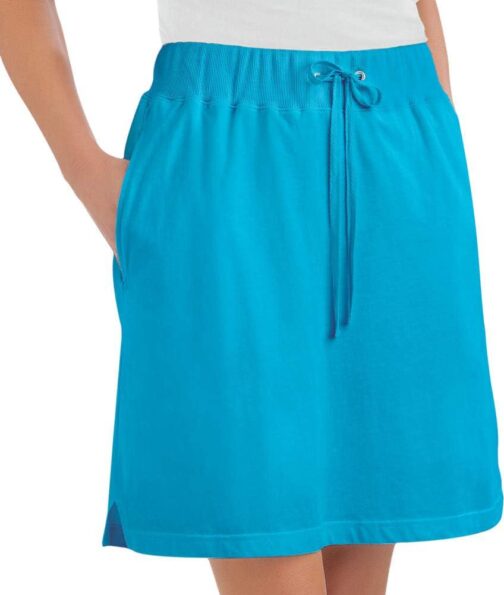 Collections Etc Drawstring Cotton Knit Pull-On Skort with Elastic Waistband - Casual Summer Apparel