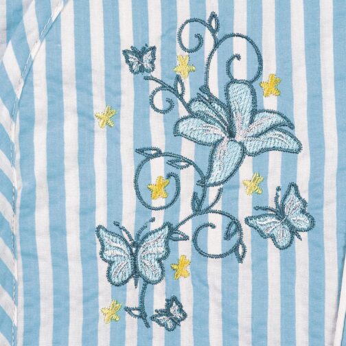 Collections Etc Seersucker Embroidered Floral Lounger - Image 3