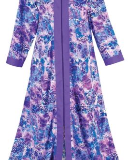 Collections Etc Women’s Long Paisley Zip-Front Robe with Side Pockets