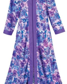 Collections Etc Women’s Long Paisley Zip-Front Robe with Side Pockets