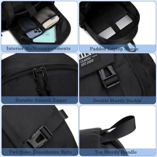 College Laptop Backpack for Men Women 15.6 Elementary Middle High School Book Bag For Teens Girls Boys Anti Theft Travel Backpacks Waterproof Casual Daypack Large Student Bookbags Black-M - Image 6