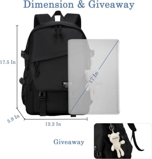 College Laptop Backpack for Men Women 15.6 Elementary Middle High School Book Bag For Teens Girls Boys Anti Theft Travel Backpacks Waterproof Casual Daypack Large Student Bookbags Black-M - Image 7
