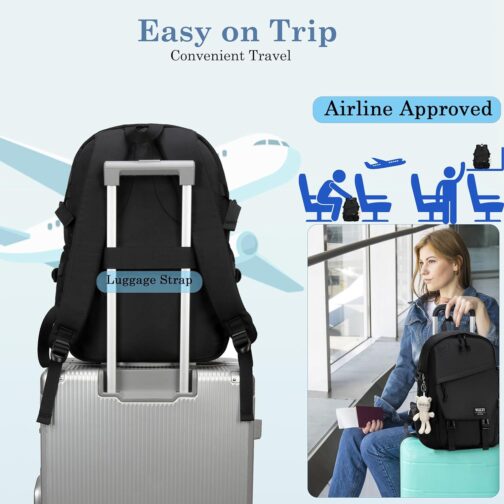 College Laptop Backpack for Men Women 15.6 Elementary Middle High School Book Bag For Teens Girls Boys Anti Theft Travel Backpacks Waterproof Casual Daypack Large Student Bookbags Black-M - Image 4
