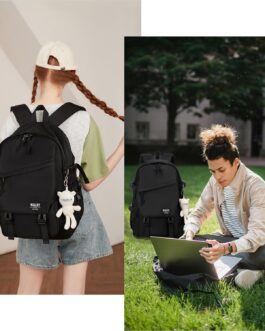 College Laptop Backpack for Men Women 15.6 Elementary Middle High School Book Bag For Teens Girls Boys Anti Theft Travel Backpacks Waterproof Casual Daypack Large Student Bookbags Black-M