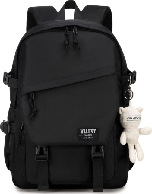 College School Bag for Men Women Laptop Backpack 15.6 Inch Anti Theft Travel Daypack Large Elementary Middle High Bookbags for Teens Girls Boys Students-Medium black