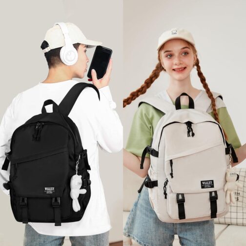 College School Bag for Men Women Laptop Backpack 15.6 Inch Anti Theft Travel Daypack Large Elementary Middle High Bookbags for Teens Girls Boys Students-Medium black - Image 2
