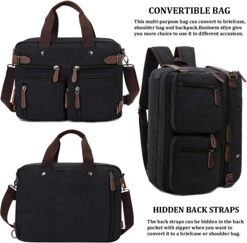 Convertible Laptop Backpack 17.3 Inch Messenger Bag for Men/Women - Image 4