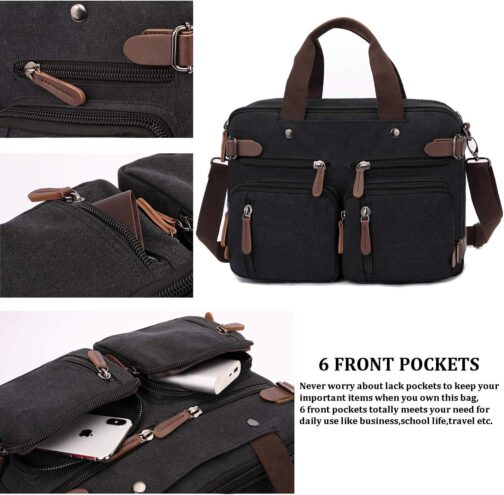 Convertible Laptop Backpack 17.3 Inch Messenger Bag for Men/Women - Image 5