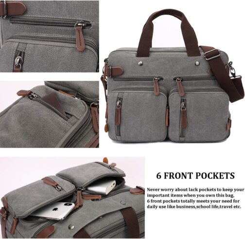 Convertible Laptop Backpack 17.3 Inch Messenger Bag for Men/Women - Image 5