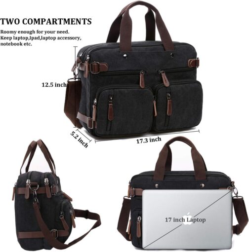 Convertible Laptop Backpack 17.3 Inch Messenger Bag for Men/Women - Image 3
