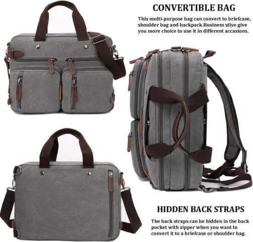 Convertible Laptop Backpack 17.3 Inch Messenger Bag for Men/Women - Image 4
