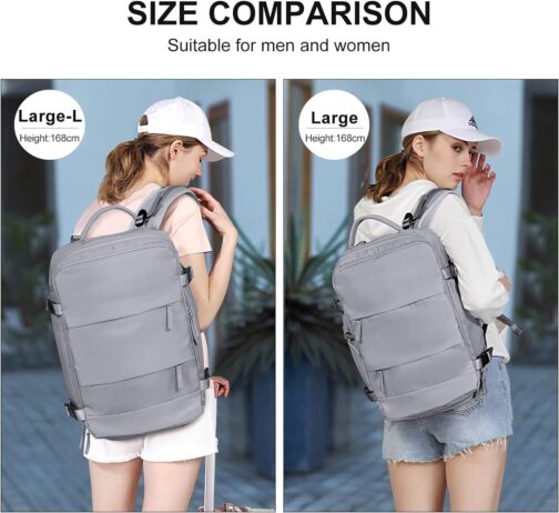 Coowoz Large Travel Backpack For Women Men, Flight Approved, Waterproof Outdoor Sports Rucksack, Casual Daypack, Fit 15.6 Inch Laptop Shoes, Grey - Image 7