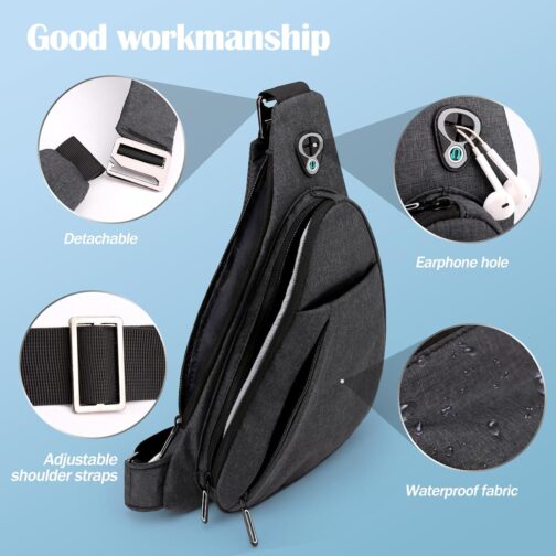 Crossbody Bag Anti-Theft Lightweight Casual Shoulder Backpack Sling Chest Bag Belt Rucksack for Travel Bicycle Sport - Image 5