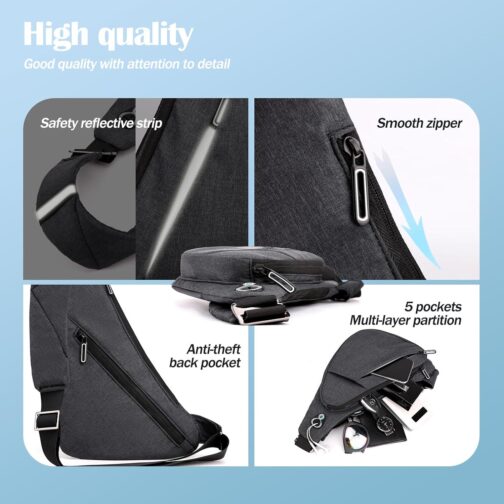 Crossbody Bag Anti-Theft Lightweight Casual Shoulder Backpack Sling Chest Bag Belt Rucksack for Travel Bicycle Sport - Image 6