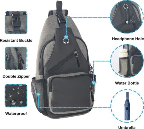 Crossbody Bags Sling Backpack Multipurpose Cross body Shoulder Bag for Men and Women Chest Bag Travel Hiking Daypack - Image 4