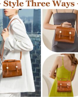 Crossbody Bags for Women, Top-Handle PU Leather Shoulder Handbags, Purses for Women with Adjustable Strap (Brown)