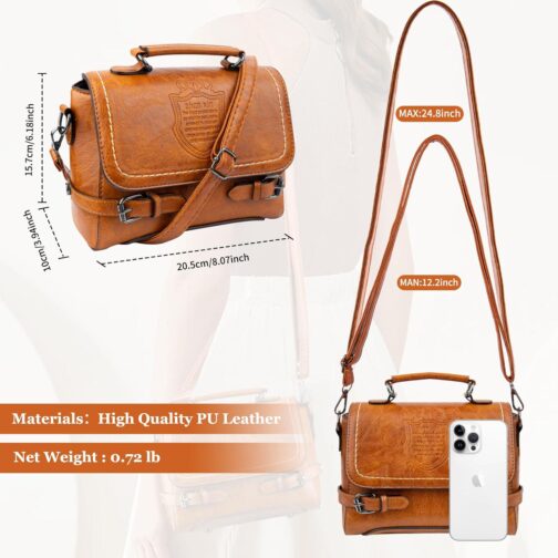 Crossbody Bags for Women, Top-Handle Soft PU Leather Purses for Women, Quiet Luxury Women's Shoulder Handbags with Adjustable Strap Small Clutch Purse (Brown) - Image 6