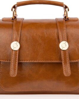 Crossbody Bags for Women, Top-Handle PU Leather Shoulder Handbags, Purses for Women with Adjustable Strap (Brown)