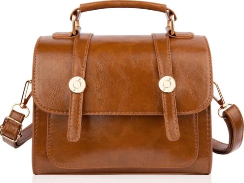Crossbody Bags for Women, Top-Handle PU Leather Shoulder Handbags, Purses for Women with Adjustable Strap (Brown)