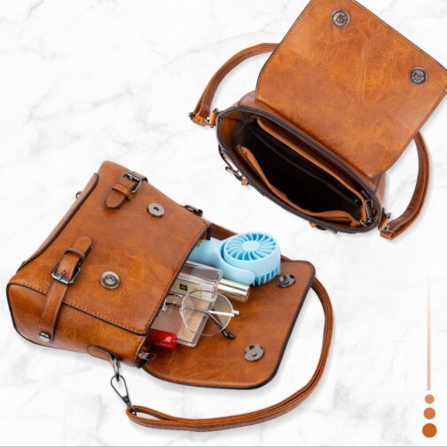 Crossbody Bags for Women, Top-Handle Soft PU Leather Purses for Women, Quiet Luxury Women's Shoulder Handbags with Adjustable Strap Small Clutch Purse (Brown) - Image 5