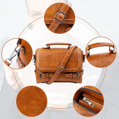 Crossbody Bags for Women, Top-Handle Soft PU Leather Purses for Women, Quiet Luxury Women's Shoulder Handbags with Adjustable Strap Small Clutch Purse (Brown) - Image 4