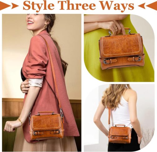 Crossbody Bags for Women, Top-Handle Soft PU Leather Purses for Women, Quiet Luxury Women's Shoulder Handbags with Adjustable Strap Small Clutch Purse (Brown) - Image 2