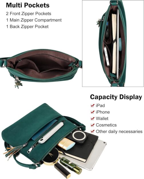 Crossbody Bags for Women, Lightweight Medium Crossbody Purse, Soft Leather Women's Shoulder Handbags with Tassel - Image 3
