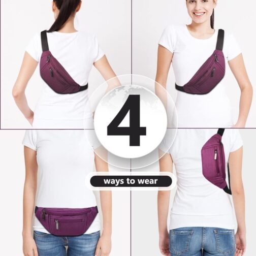 Crossbody Fanny Pack for Women Fashionable,Fashion Waist Bag Purse,Belt Bag for Travel Walking Running Hiking Cycling,Easy Carry Any Phone,Wallet (Purple) - Image 5
